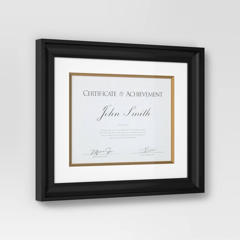 slide 3 of 4, 11"x14" Matted to 8.5"x11" Certificate Frame Black - Threshold™: Modern Style, Sawtooth Mount, MDF Material, 1 ct