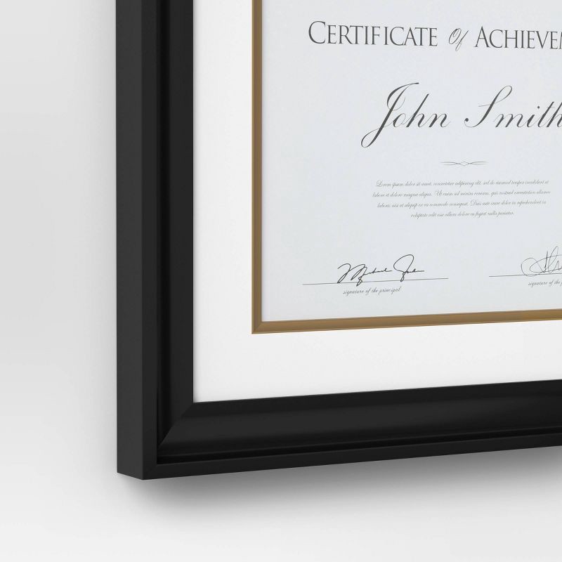 slide 4 of 4, 11"x14" Matted to 8.5"x11" Certificate Frame Black - Threshold™: Modern Style, Sawtooth Mount, MDF Material, 1 ct