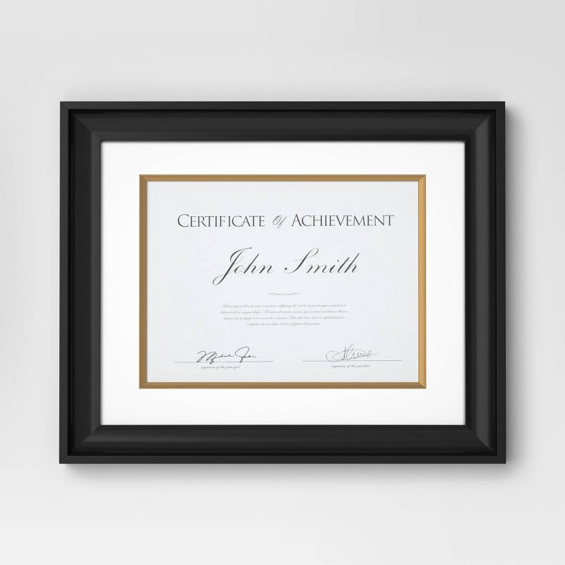 slide 1 of 4, 11"x14" Matted to 8.5"x11" Certificate Frame Black - Threshold™: Modern Style, Sawtooth Mount, MDF Material, 1 ct