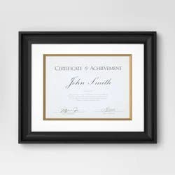 11"x14" Matted to 8.5"x11" Certificate Frame Black - Threshold™: Modern Style, Sawtooth Mount, MDF Material