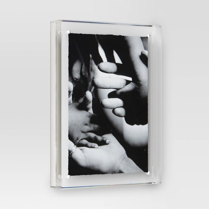 slide 4 of 5, 4"x6" Acrylic Block Image Frame Clear - Room Essentials™: Modern Freestanding Rectangle Photo Holder, 1 ct