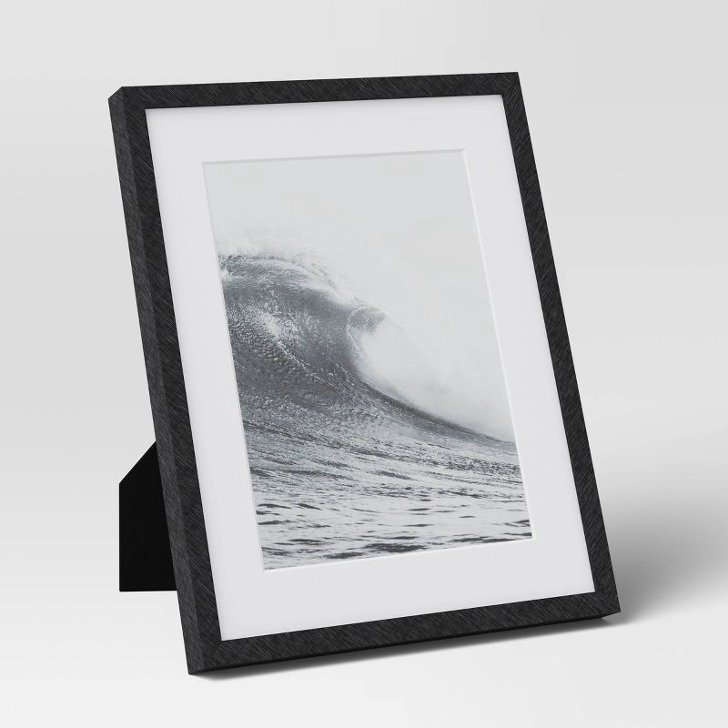 slide 1 of 4, 7"x9" Matted to 5"x7" Thin Metal Table Frame Black - Threshold™: Aluminum, Modern Design, Easel Back, 1 ct
