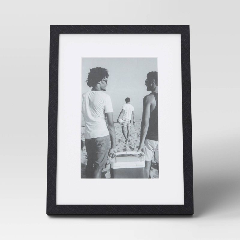 slide 3 of 4, 6"x 8" Matted to 4"x6" Thin Metal Table Frame Black - Threshold™: Modern Aluminum Photo Holder, Easel Back Display, 1 ct