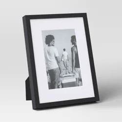 6"x 8" Matted to 4"x6" Thin Metal Table Frame Black - Threshold™: Modern Aluminum Photo Holder, Easel Back Display