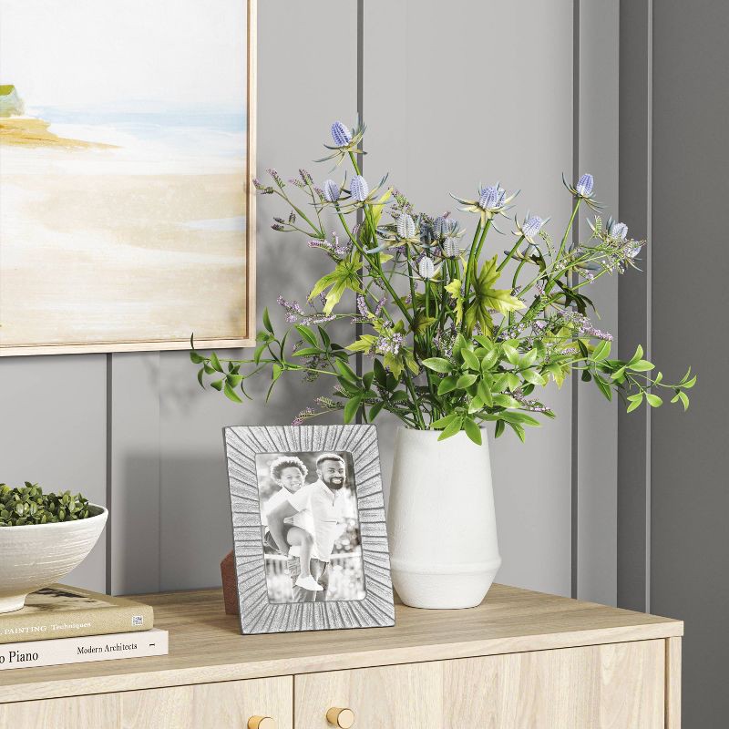 slide 2 of 4, 4"x6" Cast Aluminum Texture Metal Table Frame Silver - Threshold™: Modern Style, Easel Back, Single Image Display, 1 ct