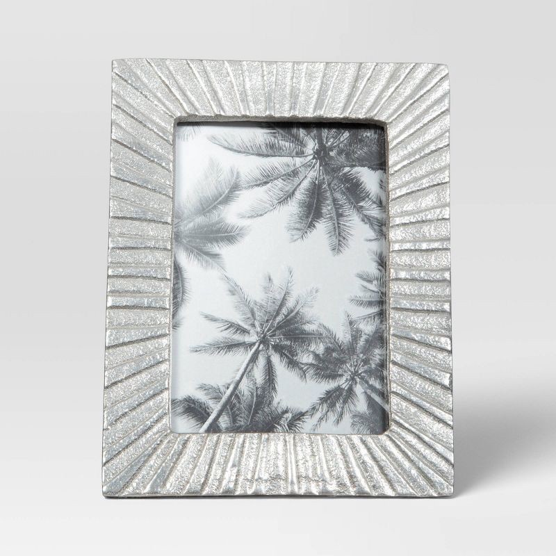 slide 3 of 4, 4"x6" Cast Aluminum Texture Metal Table Frame Silver - Threshold™: Modern Style, Easel Back, Single Image Display, 1 ct