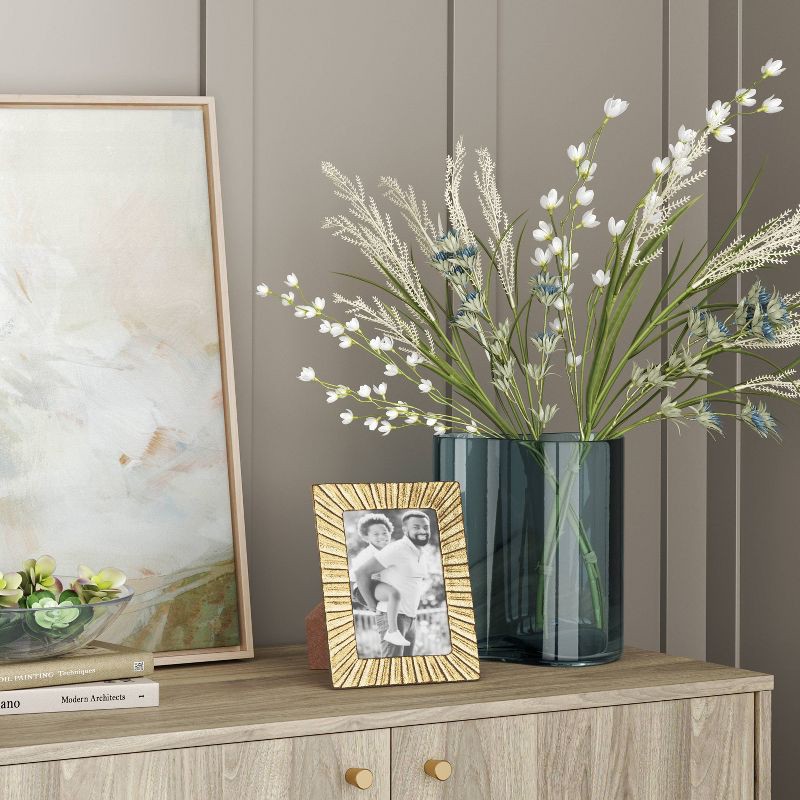 slide 2 of 4, 4"x6" Cast Aluminum Texture Metal Table Frame Brass - Threshold™: Easel Back, Modern Decor, 1 ct