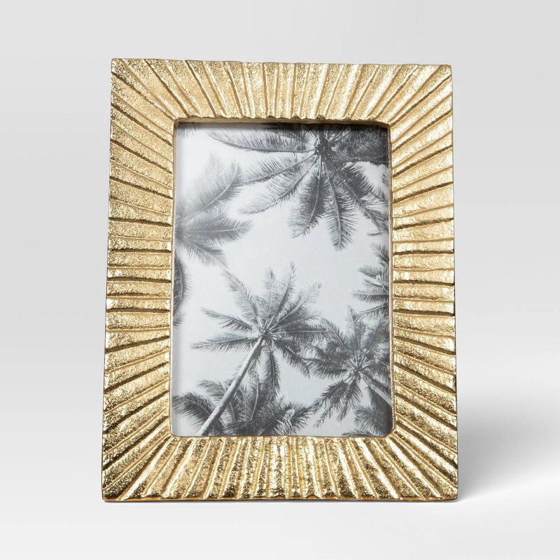 slide 3 of 4, 4"x6" Cast Aluminum Texture Metal Table Frame Brass - Threshold™: Easel Back, Modern Decor, 1 ct