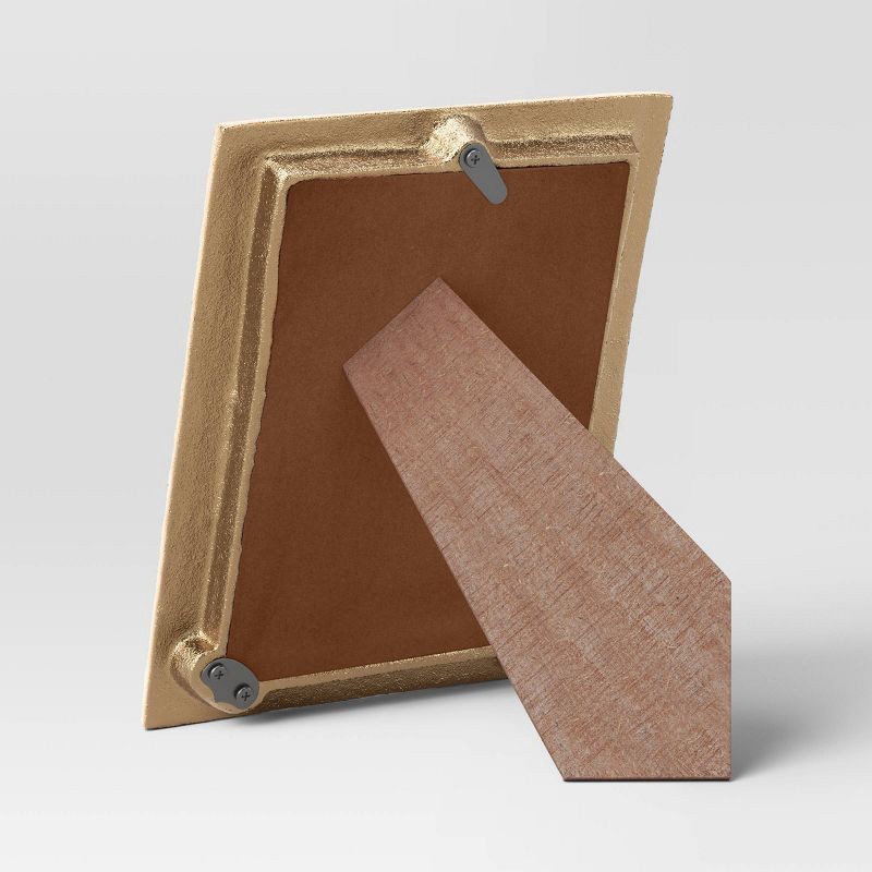 slide 4 of 4, 4"x6" Cast Aluminum Texture Metal Table Frame Brass - Threshold™: Easel Back, Modern Decor, 1 ct