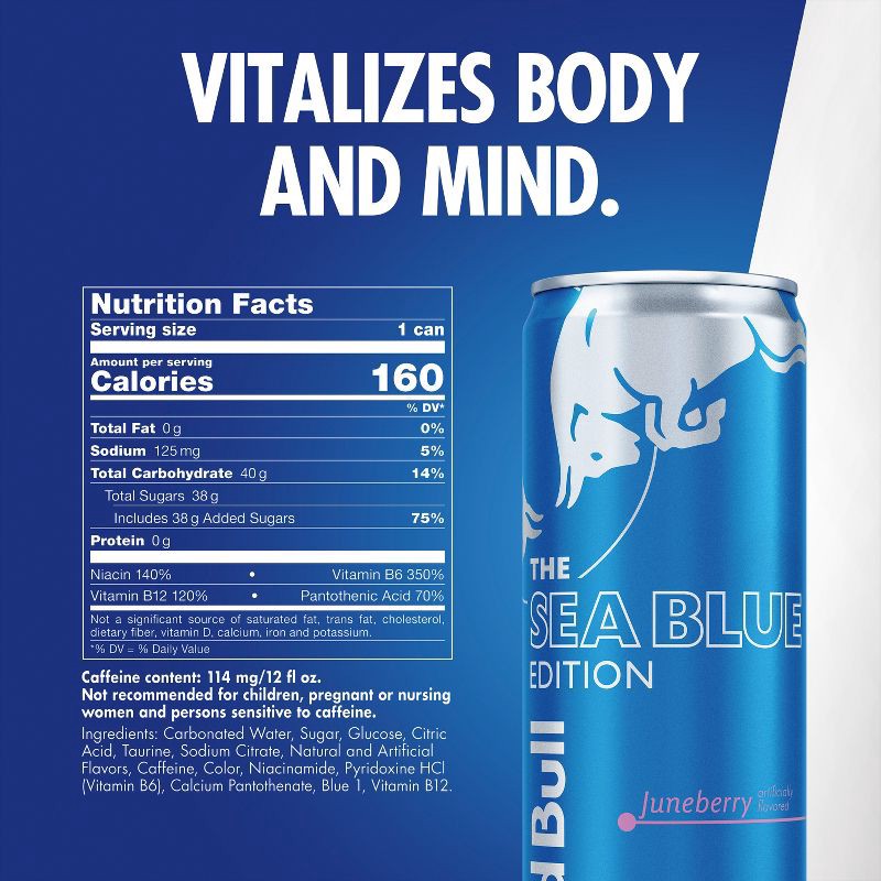slide 3 of 10, Red Bull Sea Blue Edition Energy Drink - 12 fl oz Can, 12 fl oz