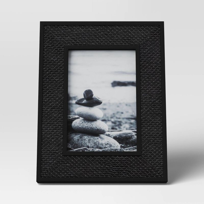 slide 4 of 5, 4"x6" Caning Table Frame Black - Threshold™: Modern Rectangle Picture Holder, Easel Back, Wall Mountable, 1 ct