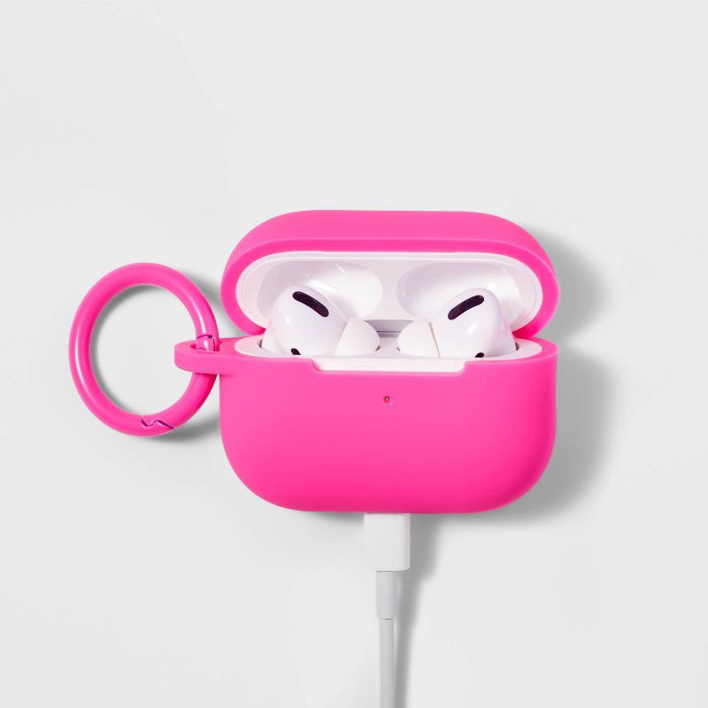 slide 2 of 3, Apple AirPods Pro (1/2 Generation) Recycled Silicone Case with Clip - heyday™ Neon Pink, 1 ct