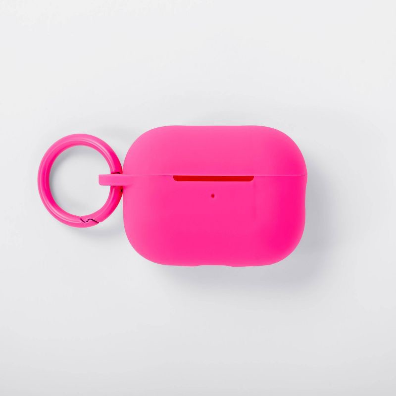 slide 1 of 3, Apple AirPods Pro (1/2 Generation) Recycled Silicone Case with Clip - heyday™ Neon Pink, 1 ct