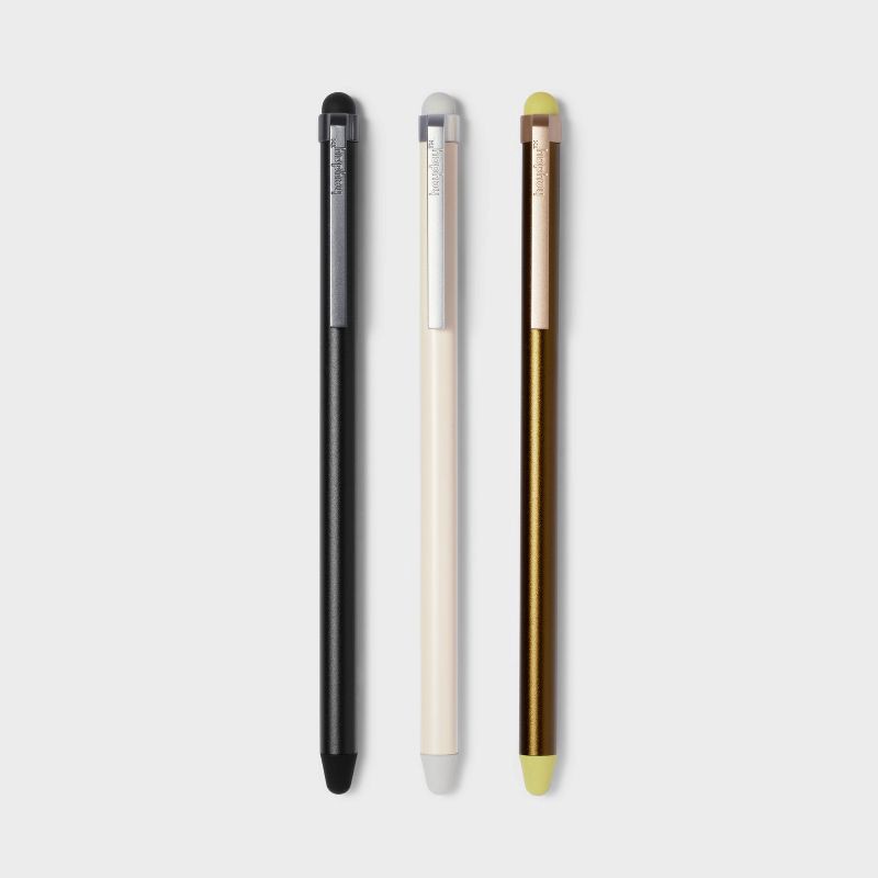 slide 1 of 4, Stylus Pen 3pk - heyday™ Black/Olive/Stone White, 3 ct