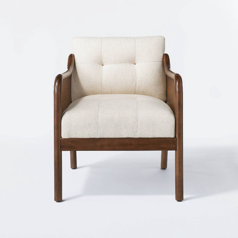 slide 6 of 6, Threshold designed w/Studio McGee Woodspring Caned Accent Chair Dark Walnut/Cream (FA) - Threshold™ designed with Studio McGee, 1 ct