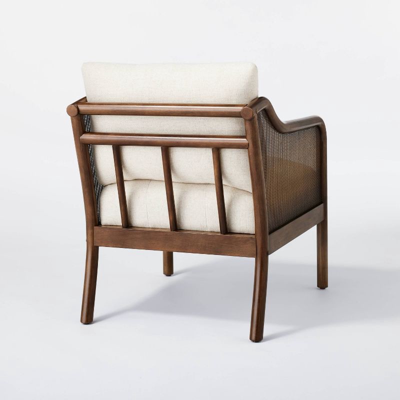 slide 2 of 6, Threshold designed w/Studio McGee Woodspring Caned Accent Chair Dark Walnut/Cream (FA) - Threshold™ designed with Studio McGee, 1 ct