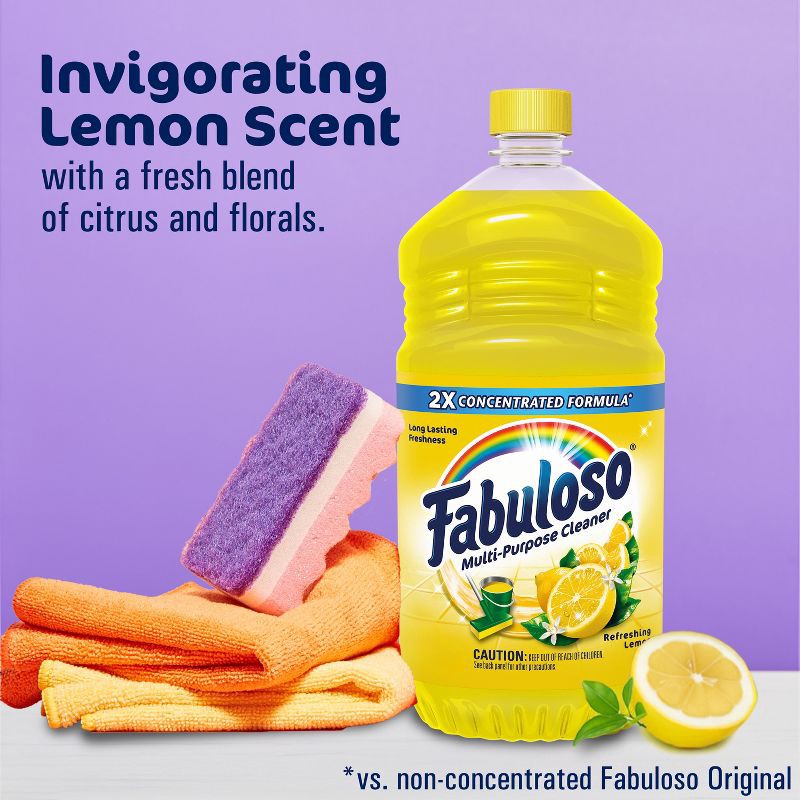 slide 3 of 12, Fabuloso Lemon Scent Multi-Purpose Cleaner - 2X Concentrated Formula Floor Cleaner - 56 fl oz, 56 fl oz