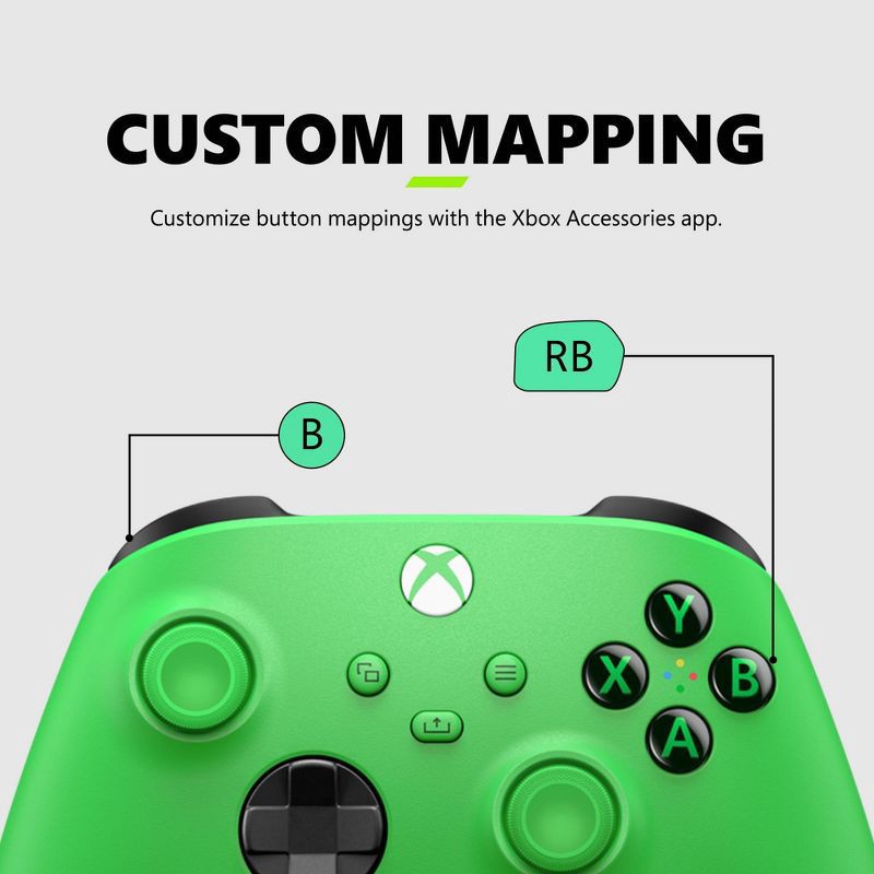 slide 5 of 7, Microsoft Xbox Series X|S Wireless Controller - Velocity Green: Bluetooth USB-C Joystick, 1 ct