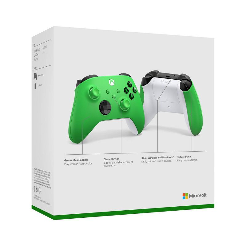 slide 7 of 7, Microsoft Xbox Series X|S Wireless Controller - Velocity Green: Bluetooth USB-C Joystick, 1 ct