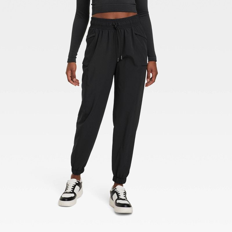 Women's Lined Winter Woven Joggers - All in Motion Black L 1 ct
