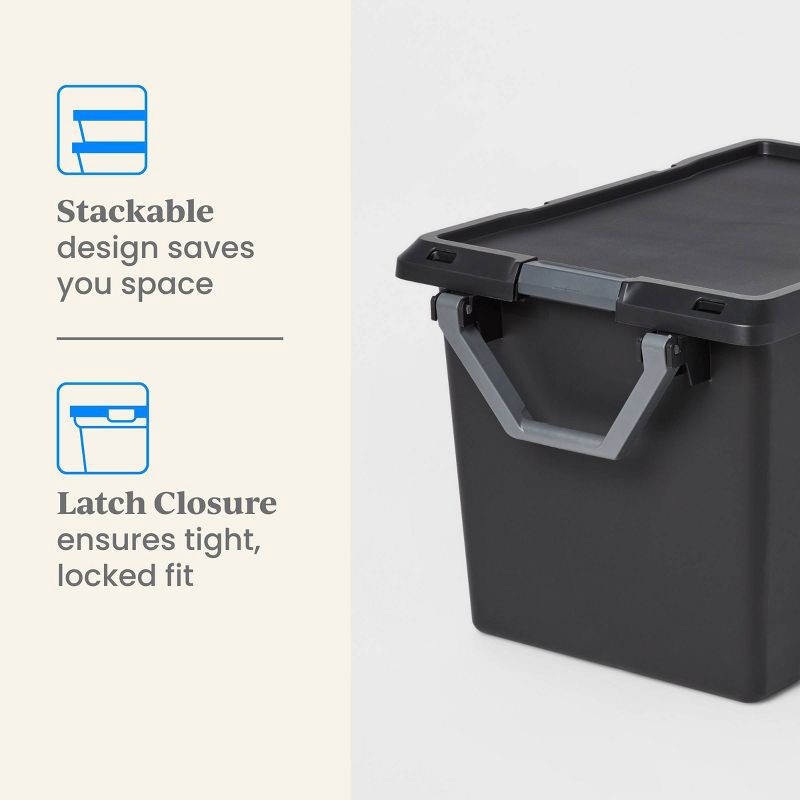 slide 3 of 6, 32gal XL Wheeled Latching Storage Tote Black - Brightroom™, 32 gal
