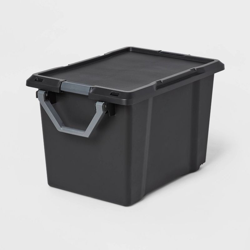 slide 1 of 4, 32gal XL Wheeled Latching Storage Tote Black - Brightroom™, 32 gal