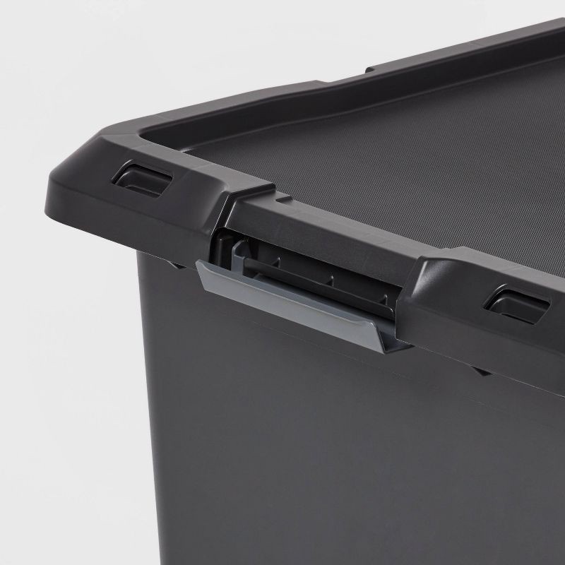 slide 3 of 4, 12gal Medium Latching Storage Tote Black - Brightroom™: Stackable Utility Storage Bin with Lid & Handles, 12 gal