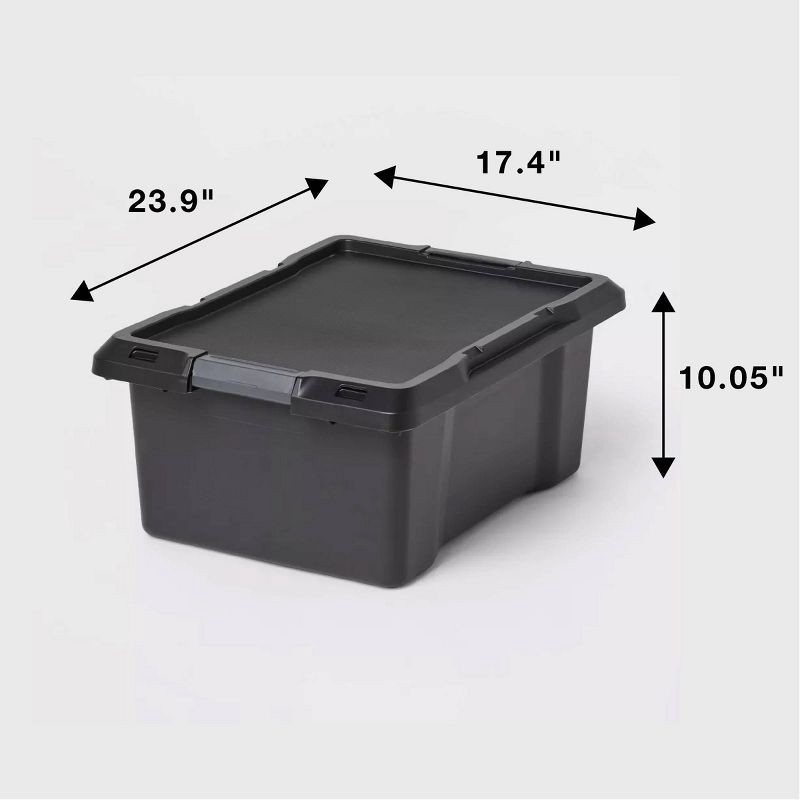 slide 4 of 4, 12gal Medium Latching Storage Tote Black - Brightroom™: Stackable Utility Storage Bin with Lid & Handles, 12 gal