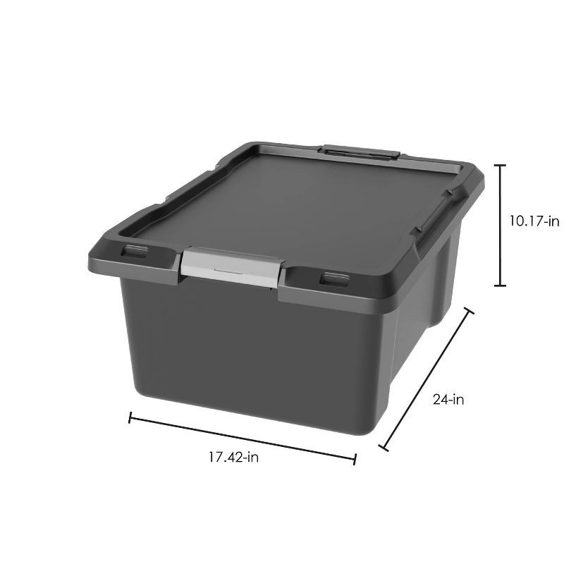 slide 4 of 5, 12gal Medium Latching Storage Tote Black - Brightroom™: Stackable Utility Storage Bin with Lid & Handles, 12 gal