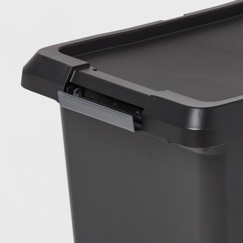 slide 3 of 5, 7gal Small Latching Storage Tote Black - Brightroom™: Stackable Utility Storage Bin with Lid & Handles, 7 gal