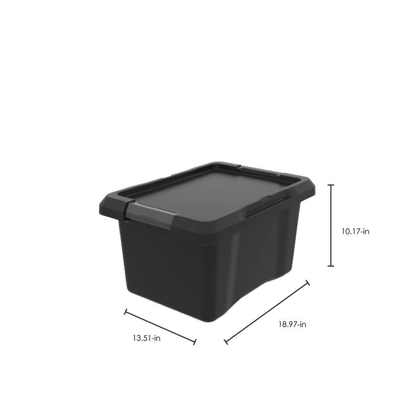 slide 4 of 5, 7gal Small Latching Storage Tote Black - Brightroom™: Stackable Utility Storage Bin with Lid & Handles, 7 gal