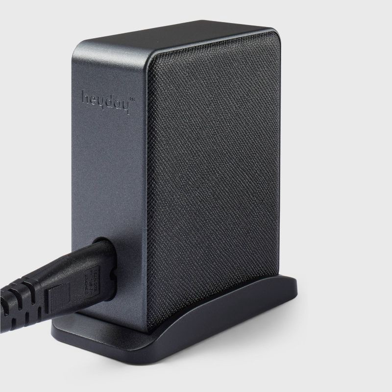 slide 3 of 3, 6-Port Charging Hub Vertical 2C + 4A - heyday™ Black Saffiano: USB Tower Charger, 1 ct