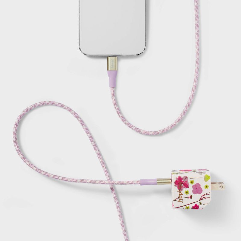 slide 2 of 3, 2-Port Wall Charger with 6' Lightning to USB-C Cable - heyday™ Floral, 1 ct