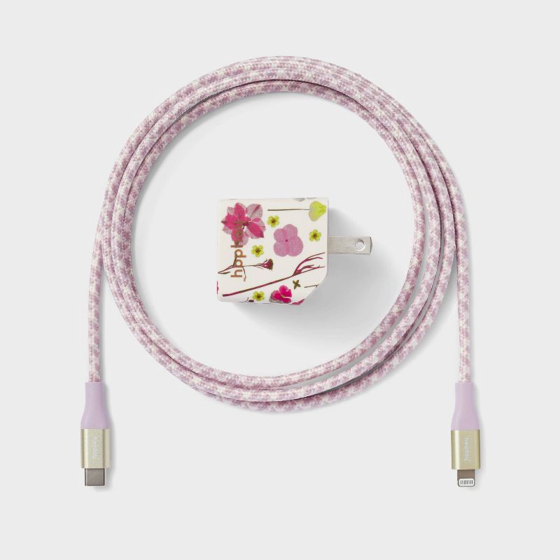 slide 3 of 3, 2-Port Wall Charger with 6' Lightning to USB-C Cable - heyday™ Floral, 1 ct