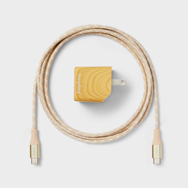 slide 3 of 3, 2-Port Wall Charger with 6' USB-C to USB-C Cable - heyday™ White Pine, 1 ct
