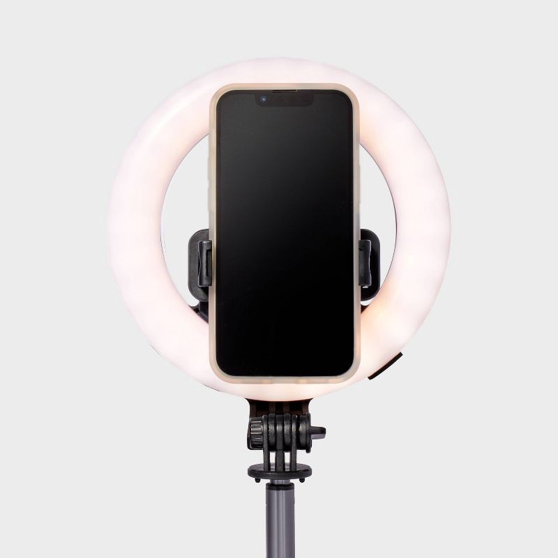 slide 2 of 3, Tripod Selfie Stick with LED Ring Light - heyday™ Black: Ball Head, Plastic, 1 ct