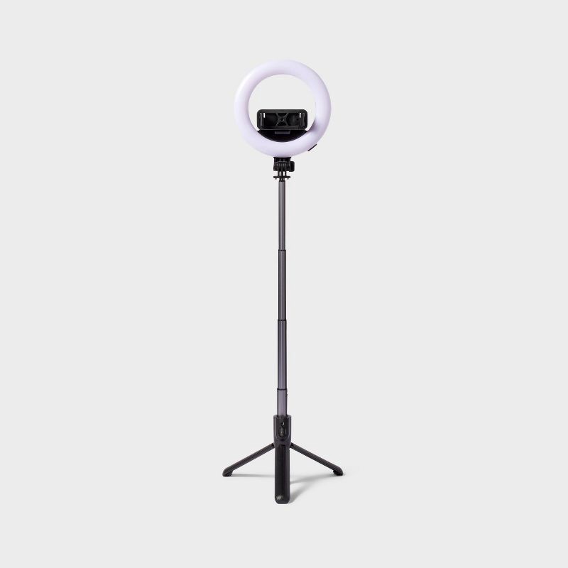 slide 1 of 3, Tripod Selfie Stick with LED Ring Light - heyday™ Black: Ball Head, Plastic, 1 ct