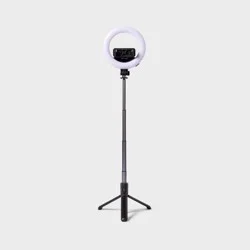 Tripod Selfie Stick with LED Ring Light - heyday™ Black: Ball Head, Plastic