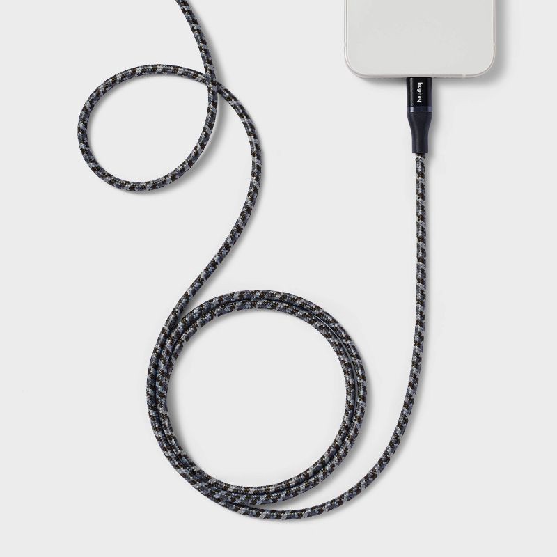 slide 2 of 3, 4' Lightning to USB-C Braided Cable - heyday™ Black: Male-to-Male Connector, 1 ct
