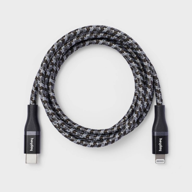 slide 3 of 3, 4' Lightning to USB-C Braided Cable - heyday™ Black: Male-to-Male Connector, 1 ct