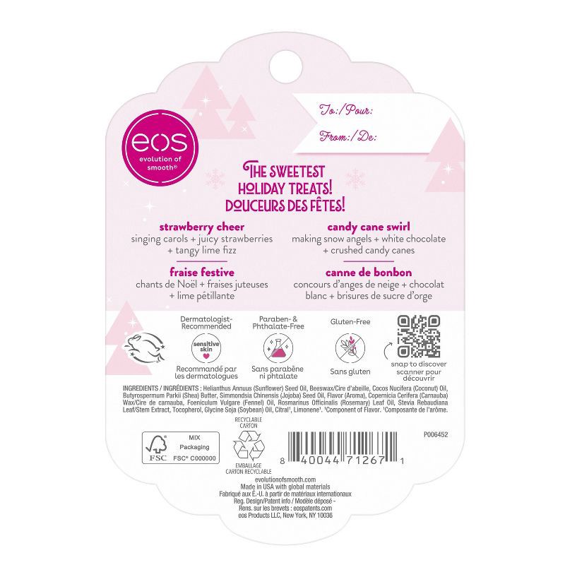 slide 2 of 7, eos Holiday Lip Balm Sticks - Strawberry Cheer & Candy Cane Swirl - 0.28oz/2pk, 0.28 oz, 2 ct