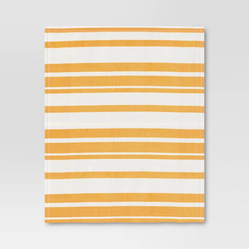 slide 3 of 4, Printed Plush Striped Throw Blanket Yellow - Room Essentials™: Cozy, Soft, Midweight, Machine Washable, 1 ct