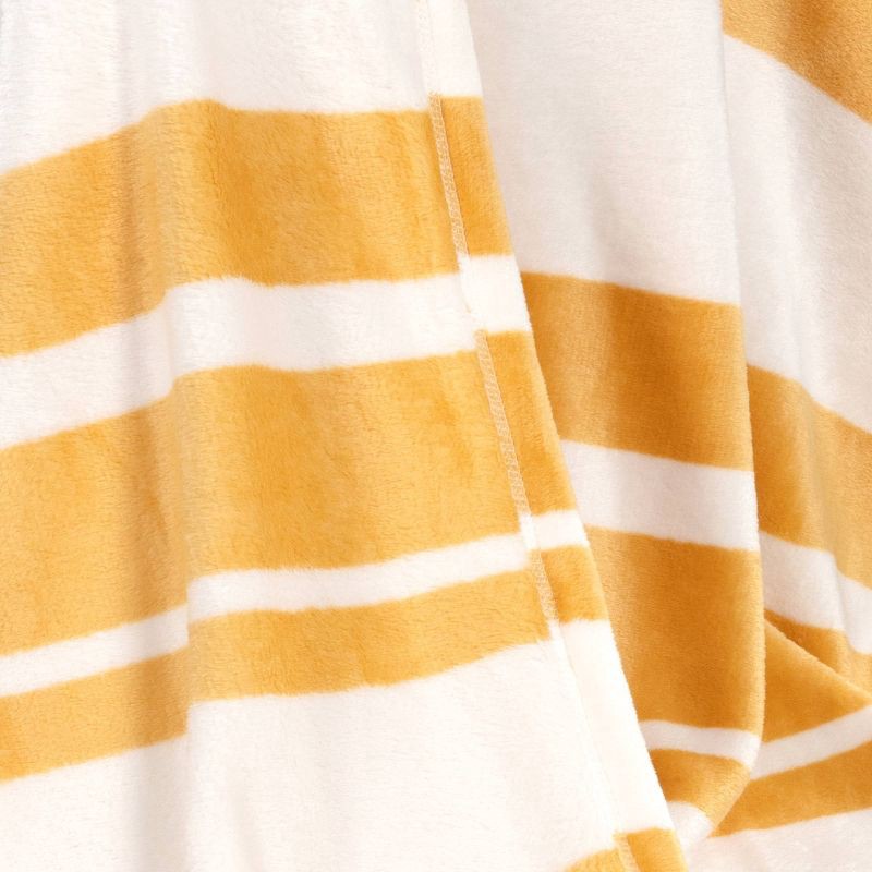 slide 4 of 4, Printed Plush Striped Throw Blanket Yellow - Room Essentials™: Cozy, Soft, Midweight, Machine Washable, 1 ct