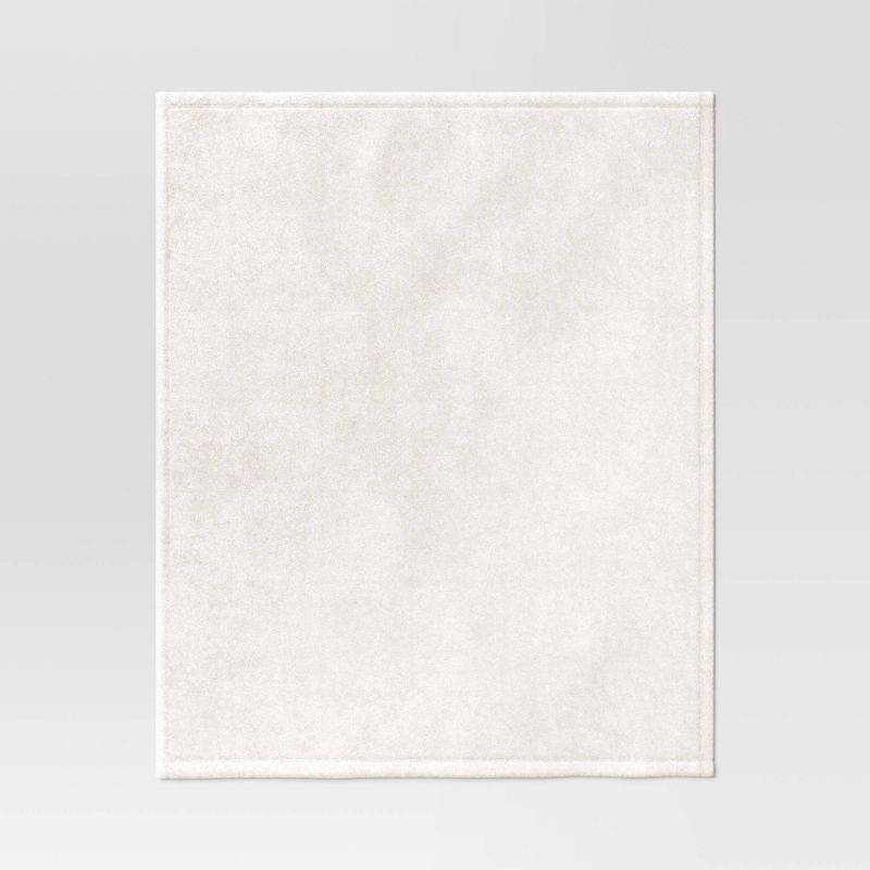 slide 3 of 4, Plush Throw Blanket Ivory - Room Essentials™: Midweight, Recycled Polyester, Machine Washable, 50x60", 1 ct