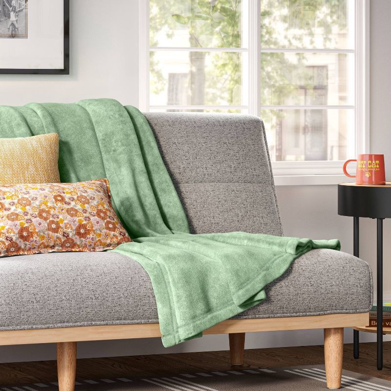 slide 2 of 4, Plush Throw Blanket Green - Room Essentials™: Soft, Midweight, Machine Washable, 50x60 inches, 1 ct