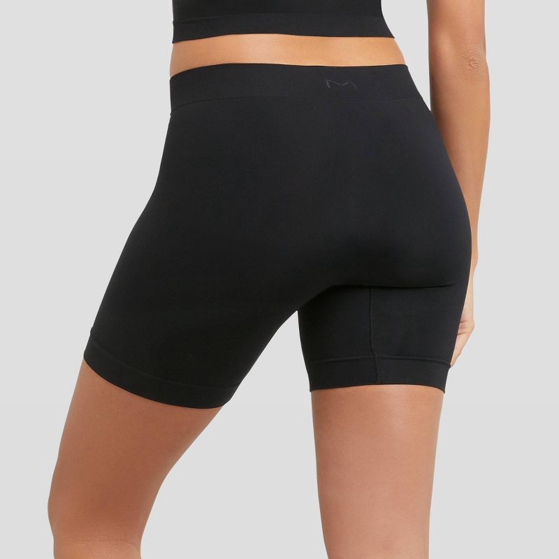 slide 3 of 4, Maidenform Women's Shapewear Seamless Smoothing Light Shaping Shorts MST003 - Black M: Nylon & Spandex Knit, 1 ct