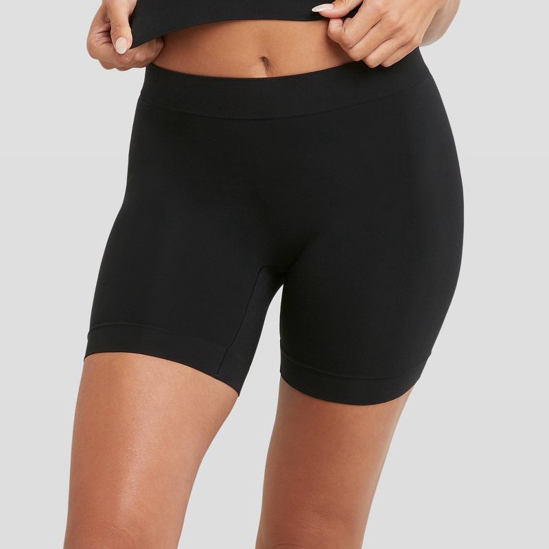 slide 1 of 4, Maidenform Women's Shapewear Seamless Smoothing Light Shaping Shorts MST003 - Black XL: Nylon Spandex Knit, 1 ct