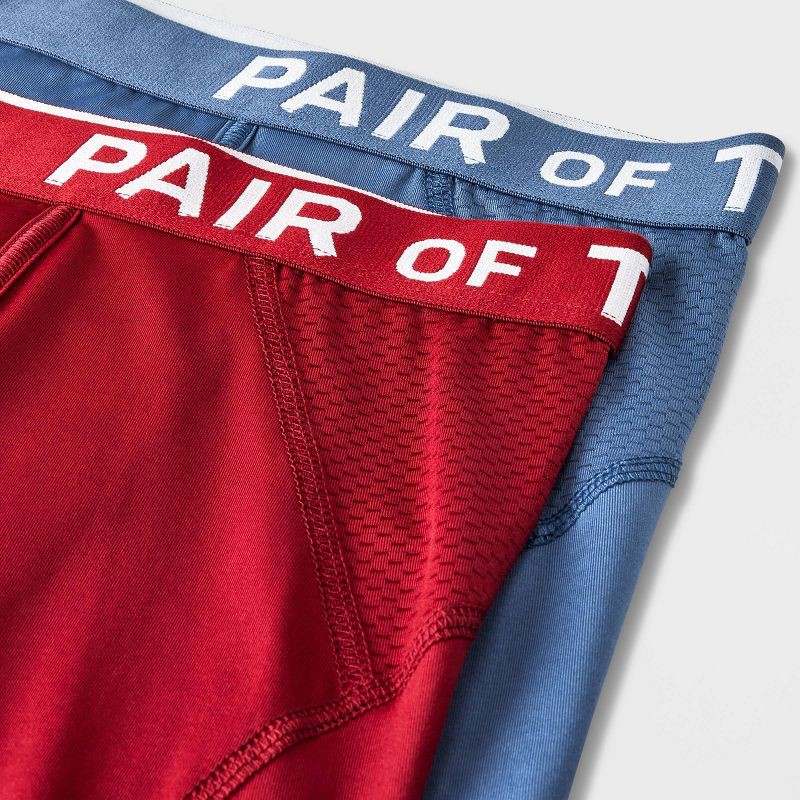 slide 2 of 4, Pair of Thieves Men's SuperCool Boxer Briefs 2pk - Blue/Maroon M: Polyester & Spandex, Knit, Machine Wash, Tumble Dry, 2 ct