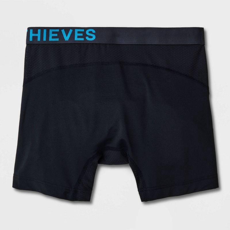 slide 3 of 4, Pair of Thieves Men's SuperCool Boxer Briefs 2pk - Teal Blue/Black M: Polyester Spandex Mesh, Medium Size, 2 ct