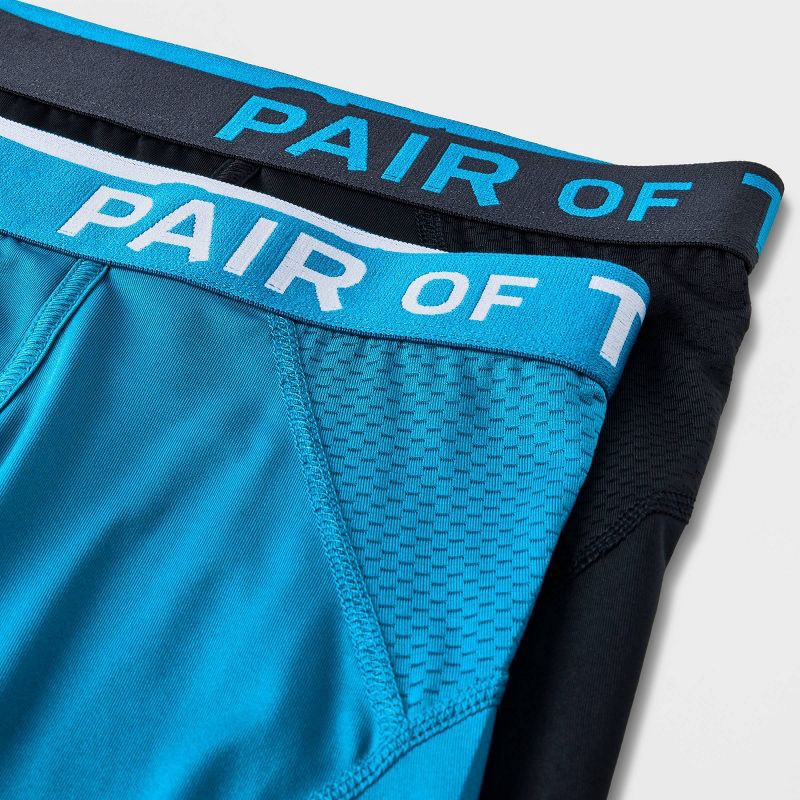 slide 2 of 4, Pair of Thieves Men's SuperCool Boxer Briefs 2pk - Teal Blue/Black L: Polyester & Spandex, Full Waistband Elastic, Machine Washable, 2 ct